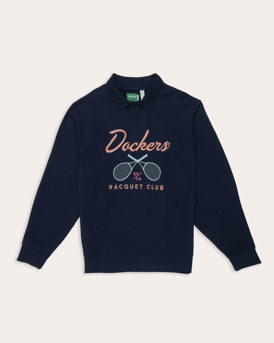 (image for) Exquisite Workmanship Racquet Club Collared Sweatshirt, Relaxed Fit